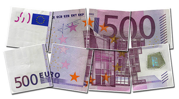 500 euros - five euro banknote european union currency number 5 paper currency photos et images de collection
