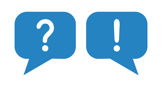 chat icon with exclamation mark and question mark