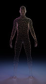 istock Human body of man made of wire mesh. 1451908406