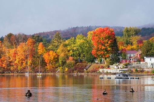 Lakefront at Schroon Lake in Autumn, New York, USA
