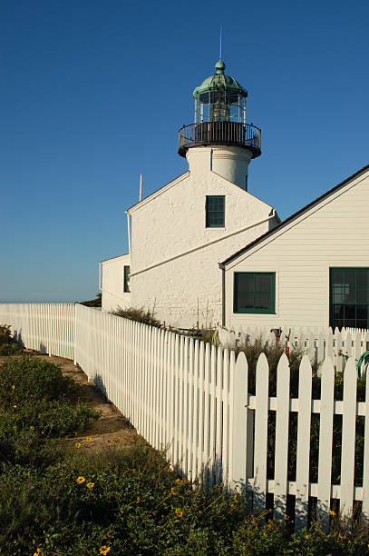 luce di punta loma - point cabrillo sea pacific ocean sky foto e immagini stock