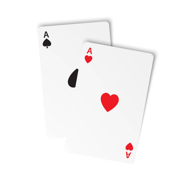 пара тузов, играющих в покерные карты на белом фоне. векторная иллюстрация двух тузов. выигрышные тузы - pair of aces stock illustrations