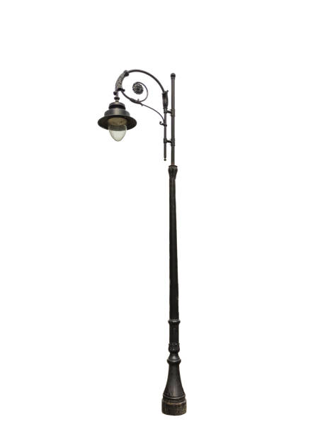 Street lamppost in vintage retro style on a white background