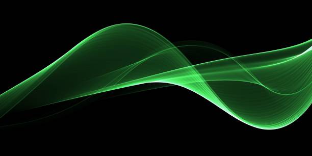 istock Abstract shiny color green wave design element on dark background. Science design 1451927959