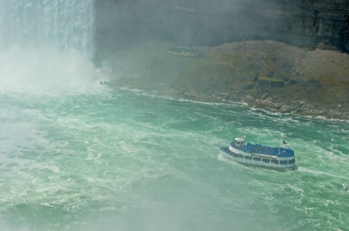 A popular tourist attraction at Niagara Falls is the many tour boats that operate approaching the base of the falls. A thrilling but wet tourist attraction is the boat tours that sail near the base of the falls.