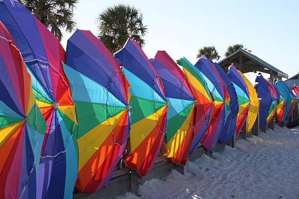 istock Row of beach umbrellas 145193025