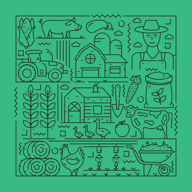 Vector illustration of Farming And Agriculture concept. The design is editable and the color can be changed.