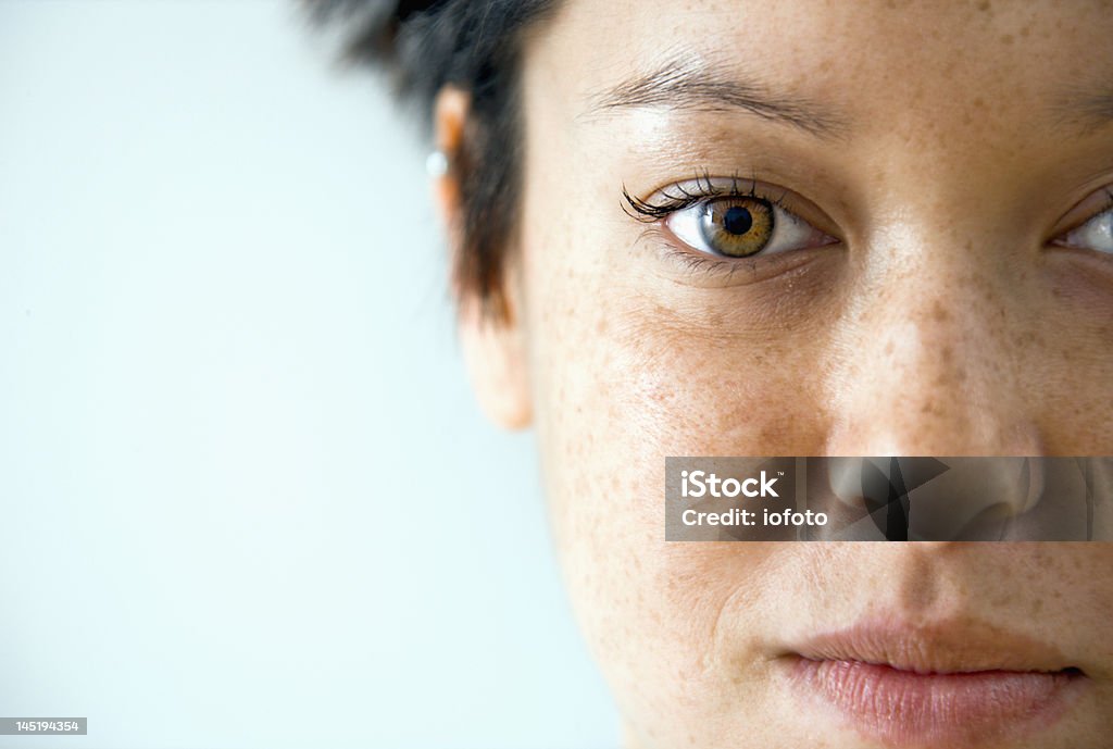 Woman close-up portrait Close-up portrait of young Caucasian female's face. Close-up Stock Photo