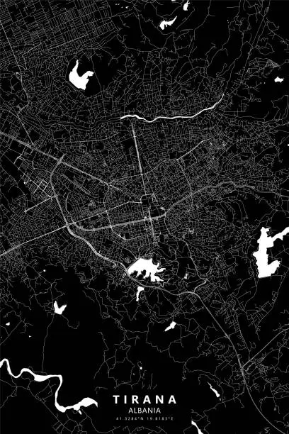 Vector illustration of Tirana, Albania Vector Map