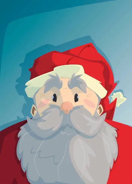 Vector illustration of illustration of the face of santa claus with his red suit and big white beard