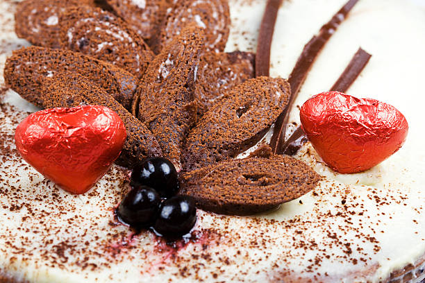 Cтоковое фото Вкусный печенье пирог с двух красных сердец
