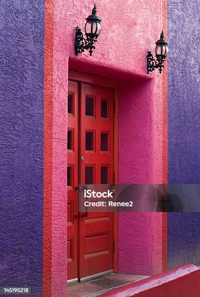 The Red Door Stock Photo - Download Image Now - Black Color, Building Entrance, Concrete