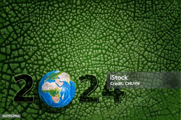Happy New Green Earth 2024 Stock Illustration Download Image Now happy-new-green-earth-2024-stock-illustration-download-image-now
