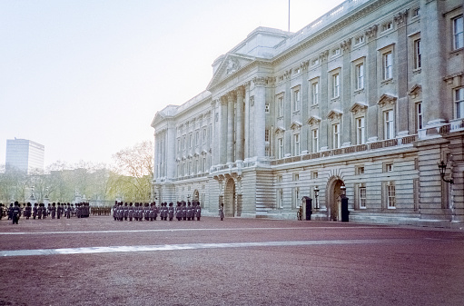 London, UK. May 23 2022. Union Jack flags in The Mall leading to Buckingham Palace for the Queen's Platinum Jubilee, marking the 70th anniversary of the Queen's accession to the throne.