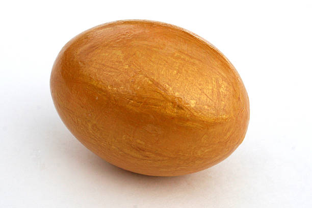 huevos de oro aislado en blanco - animal egg golden animal nest nest egg fotografías e imágenes de stock