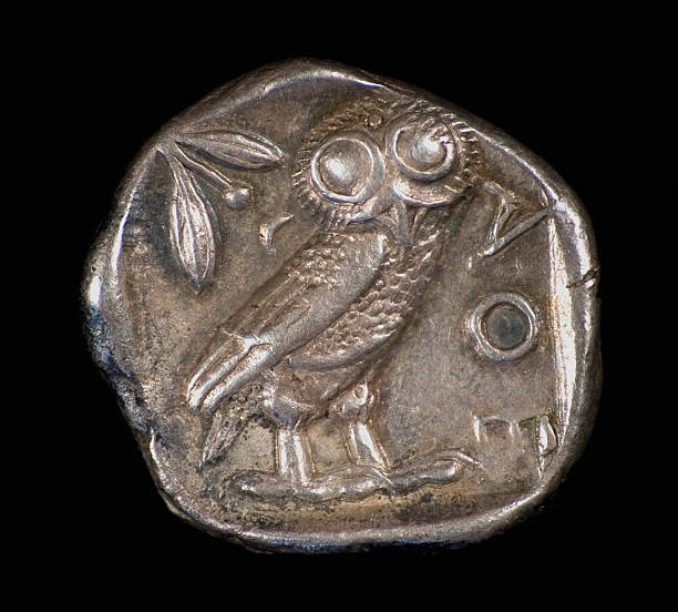 Ancient Athens Coin (reverse) Ancient tetradrachm from Athens.  Circa 500 B.C. ancient coins of greece stock pictures, royalty-free photos & images