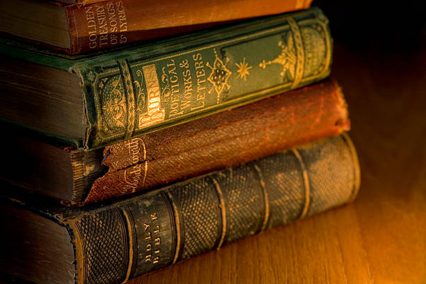 istock Set of worn out stacked old books 145198137