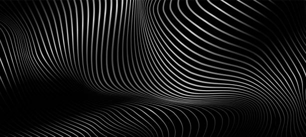 istock Abstract dotted wave line particle of black gray design element on dark black background. Modern technology futuristic concept. Vector illustration 1452001458