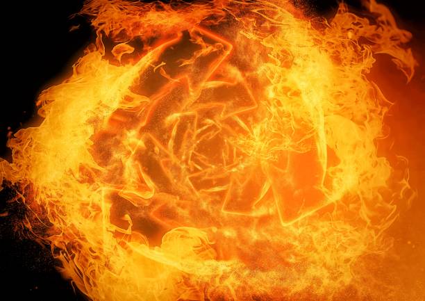 istock 3d illustration of multiple flame arrows swirling 1452008486
