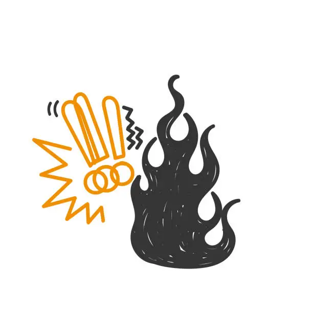Vector illustration of hand drawn doodle fire warning sign illustration