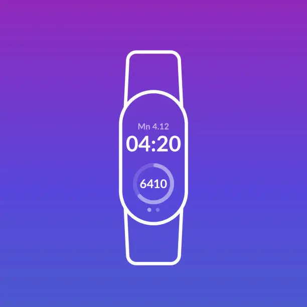 Vector illustration of fitness bracelet, activity tracker or step counter, ui design