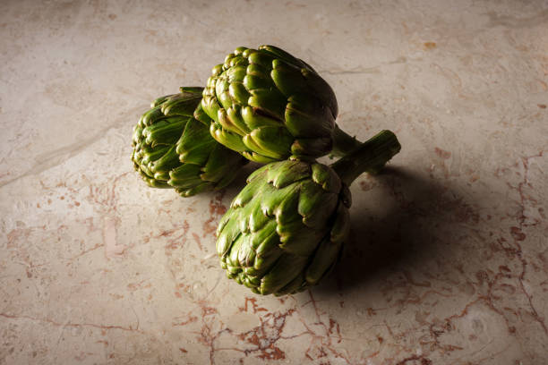 artichoke closeup on a marble