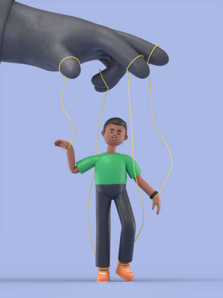 istock 3D illustration of handsome afro man David puppet concept.3D rendering on blue background. 1452013733