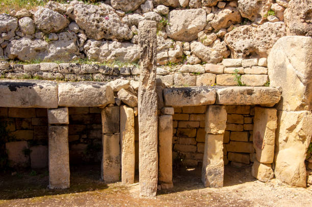 istock Built structures of the Ggantija megalithic temple complex from neolithic era, Gozo, Malta 1452016059
