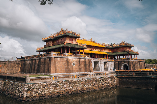 Imperial royal palace and meridian gate to the old citadel of Hue, Vietnam