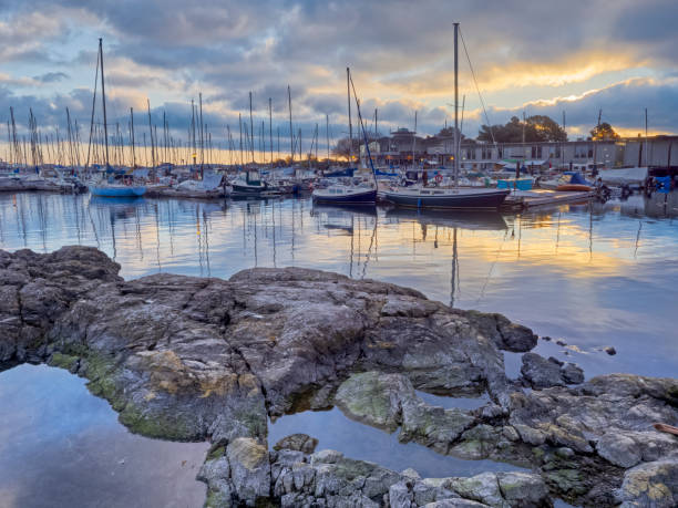Oak Bay Marina at sunrise in Victoria on Vancouver Island, British Columbia