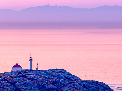 Trial Islands Lighthouse  off the west coast of Victoria on Vancouver Island, British Columbia