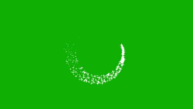 Glitter sparkles spiral motion graphics with green screen background