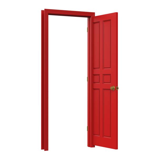 istock open isolated red door closed 3d illustration rendering 1452035611