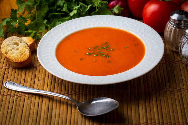 istock Delicious looking tomato soup. Turkish name; Domates corbasi 1452036004