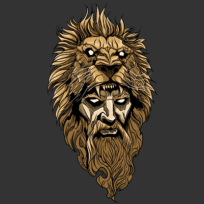 Man with lion mask