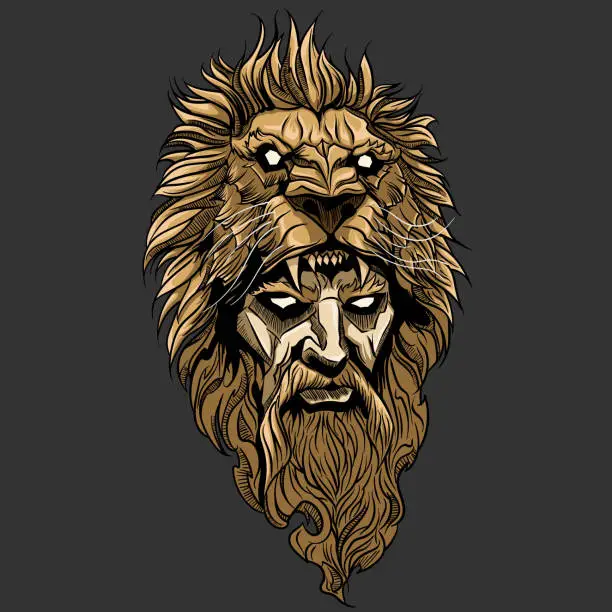 Vector illustration of Man with lion mask