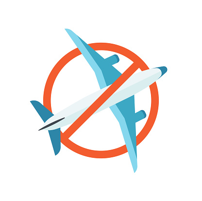 Flight Ban Sticker Flying Ban Airplane Takeoff Red Circles Airlines Under Sanctions And ...