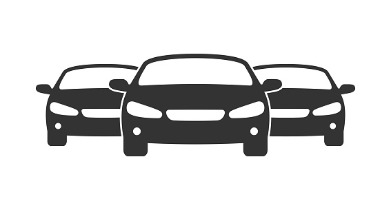 Car fleet graphic icon. Motor vehicles sign isolated on white background. Motorcade symbol. Vector illustration