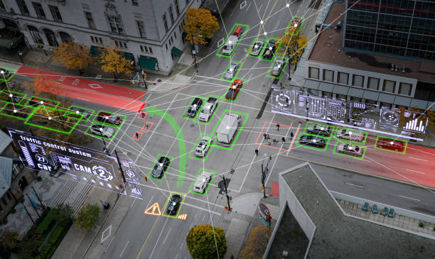 smart city Integrated control system simulation and autonomous driving in smart city autonomous technology stock pictures, royalty-free photos & images