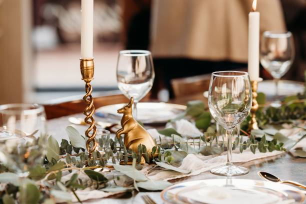 istock Closeup of a decorated wedding table at a restaurant 1452071817