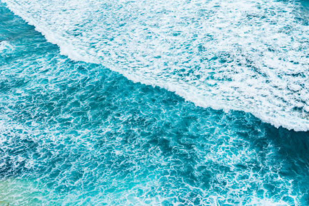 istock Big ocean waves hitting a coral reef. View from above. 1452073986