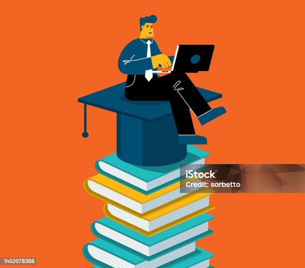 Leaning Rman Graphics Learning Businessman Stock Illustration - Download Image Now ...