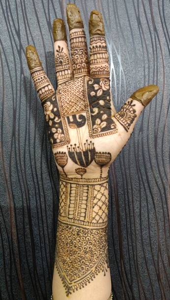 istock Henna painting, Mehendi on women's hands 1452085128