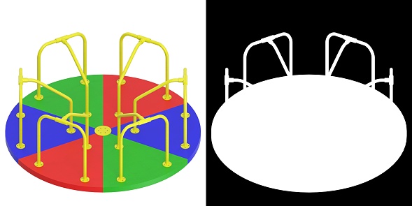 3D rendering illustration of a playground merry-go-round