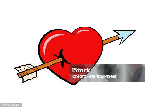 istock Heart with an arrow. Valentine's day. Vector illustration. Cartoon 1452098481