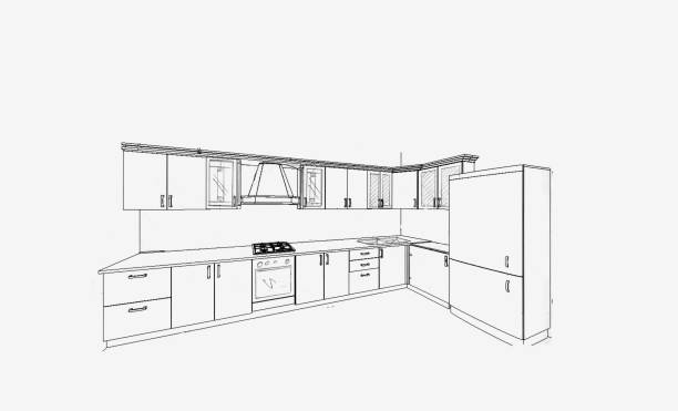 istock Sketch, drawing of furniture for the kitchen with dimensions 1452104018