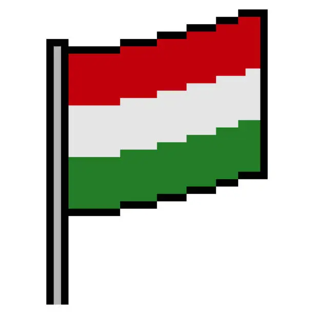 Vector illustration of Hungary flag pixel art. Vector illustration