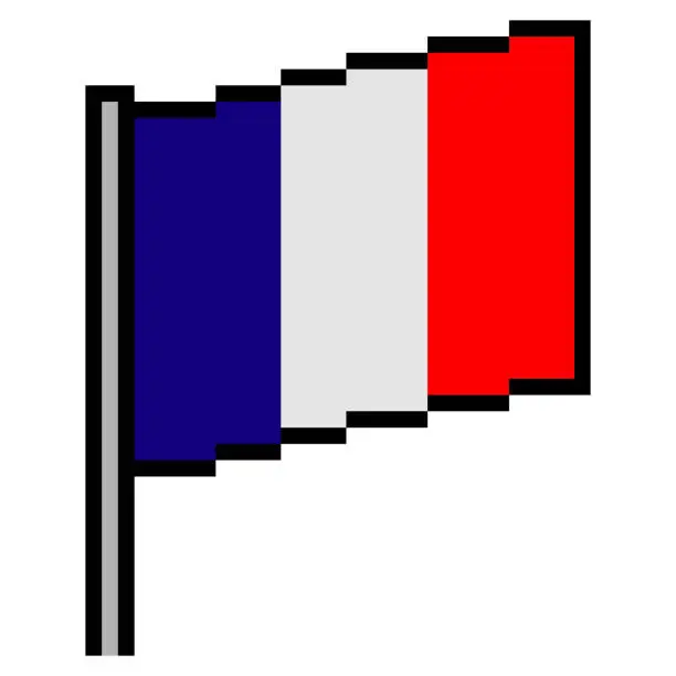 Vector illustration of France flag pixel art. Vector illustration