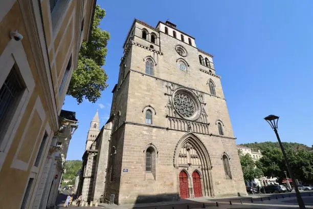 Saint Etienne cathedral, seen from outside, city of Cahors, Lot department, France
