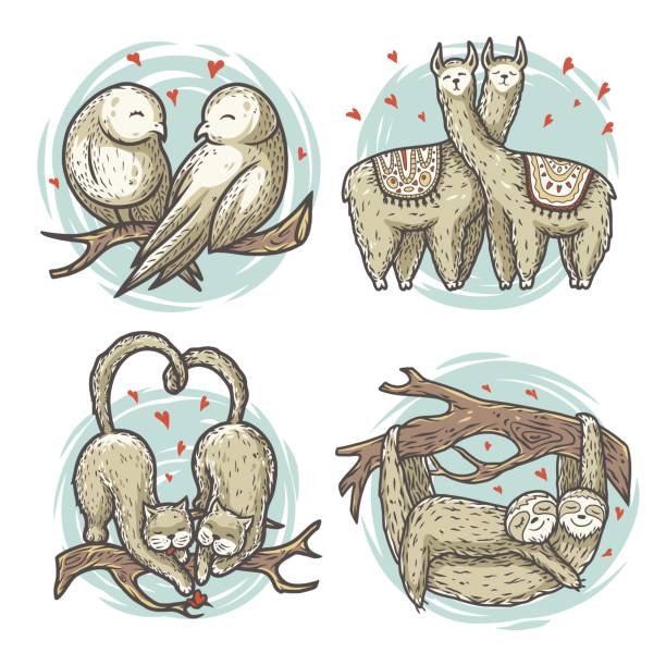 ilustrações, clipart, desenhos animados e ícones de lama do amor, pássaros, slots no ramo dia dos namorados - branch bird flying pets